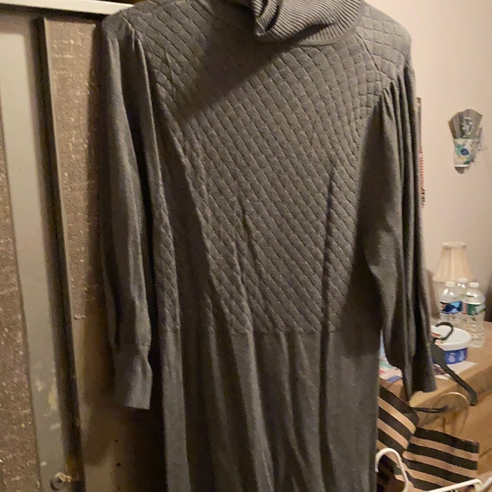 Ladies long sweater dress grey